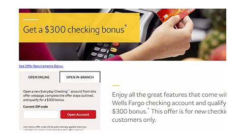 Wells Fargo $300 Bonus Promotions: New Checking Account Bonus