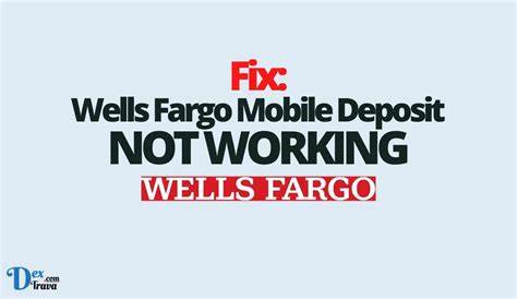 Mobile Deposit screen in the Wells Fargo Mobile® app showing the