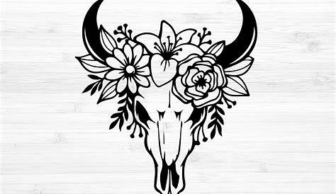 Cow Skull Desert SVG File, Cow Skull Cactus Svg File, Cow Skull Svg