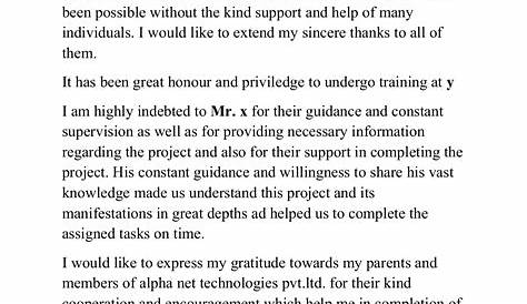 Sample Acknowledgement For Project Report Submission All For Students