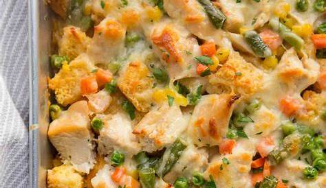 Leftover Turkey Casserole made with leftover turkey, cheesy gravy, and