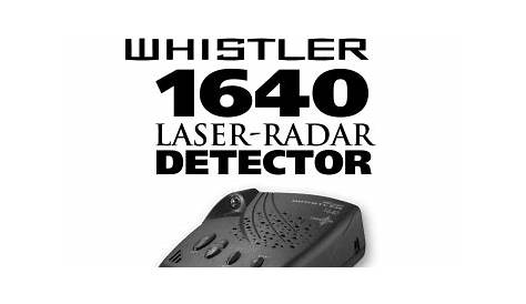 PDF manual for Whistler Radar Detector XTR190