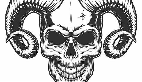 Vector Illustration Tattoo Graphic Skull Horns Stock Vector (Royalty