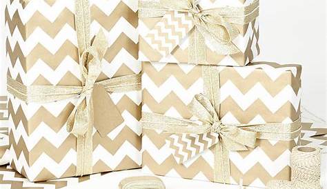 Gold and White Christmas Foil Wrapping Paper Sheets Wedding Color