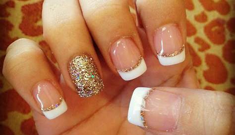 White French Tip Nails With Gold Beautiful s And