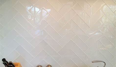 Glossy White Glass Subway Tile Kitchen Backsplash - Tilehub