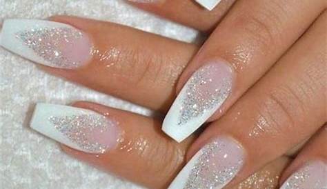 White Glitter Xmas Nails