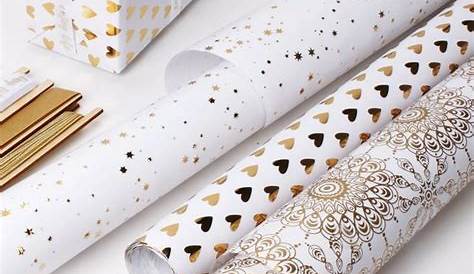 Gold Stars White Wrapping Paper By Sophia Victoria Joy