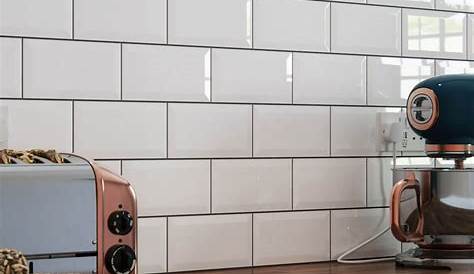 Image result for square white tile grout | White kitchen backsplash