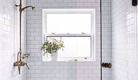 White, 2x3 subway tile shower | White subway tile bathroom, Tile shower