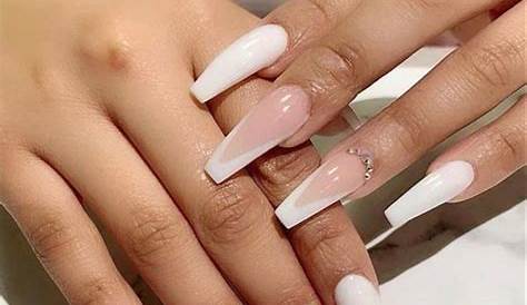 White Tip Acrylic Nails Cost French Press On Long Coffin Etsy Norway
