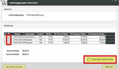 Wie verbuche ich eine Leistungsgruppe? – Shaufel Hilfe