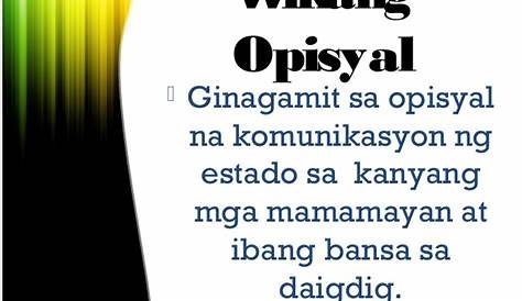 Introduksyon sa Wikang Pambansa Opisyal at Panturo