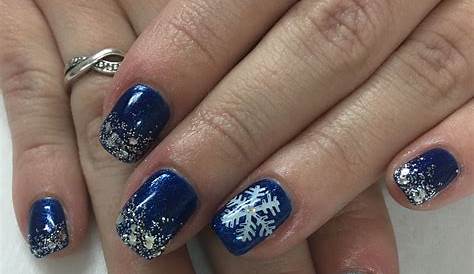 Winter Blue Nails With Snowflakes