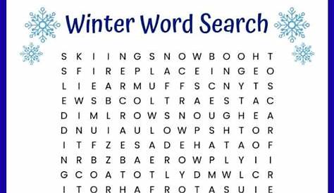 Winter Word Search Free Printable Pdf