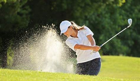 Beautiful Female Golf Player On The Gray Background. Stock Image