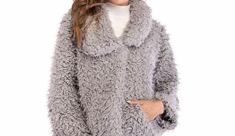 Womens Winter Faux Fur Coats Warm Casual Fleece Jacket Oversized Fuzzy