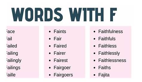 Positive Words Starting With F – EngDic