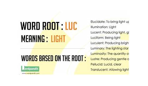 Root Word: Luc: https://wordpandit.com/luc-root-word/ | Good vocabulary