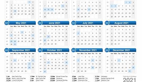 2021 Operating Calendar