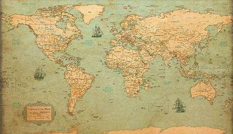 Vintage World Map - Historical Style Board - Wall Decoration - Purchase