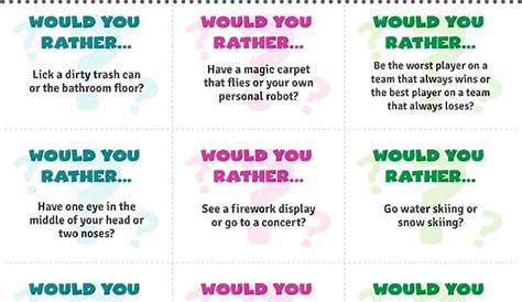 Free Printable 'Would You Rather' Questions for Kids [PDF] Printables Hub