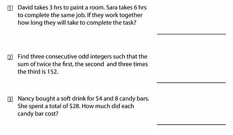 Write Linear Equations From Word Problems Worksheet