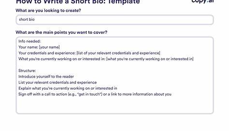 Here is an example of a good bio | Short bio examples, Short biography