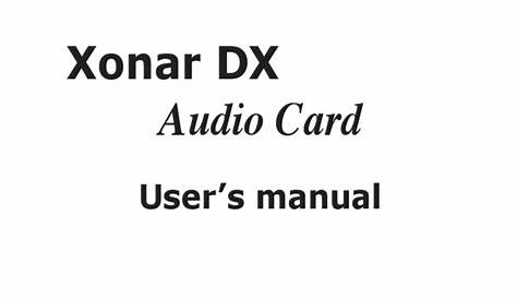 Asus Xonar DX User Manual 80 pages Original mode