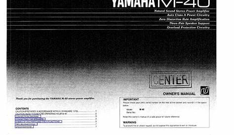 YAMAHA M 40 USERM Service Manual download, schematics, eeprom, repair