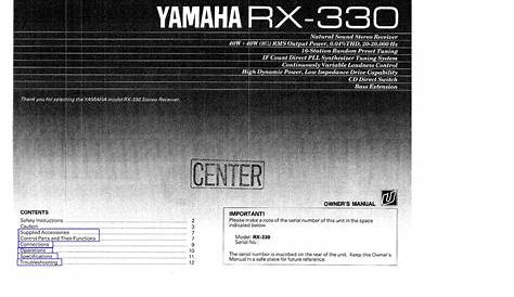 Download free pdf for Yamaha RX330 Receiver manual