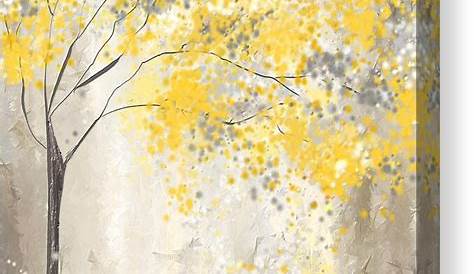 GICLEE PRINT Art Abstract Yellow Grey Painting Vertical Wall Art Canvas