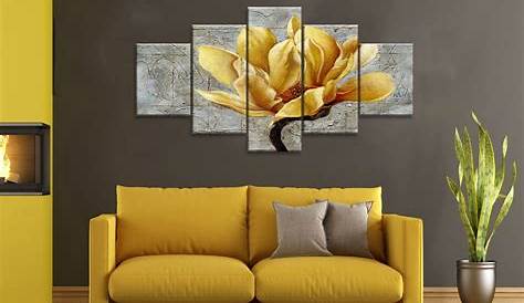 contemporary yellow grey wall art (With images) | Grey wall art, Wall