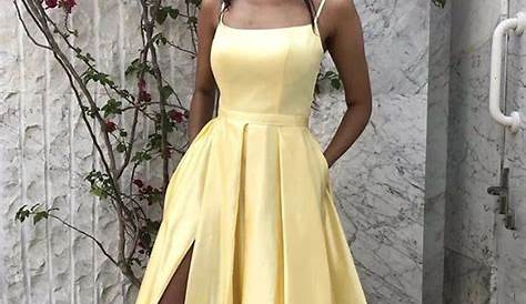 Yellow Dress With Pearl Straps