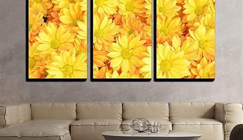 5 Pieces Landscape Wall Art Yellow Flower Canvas Painting Suntset