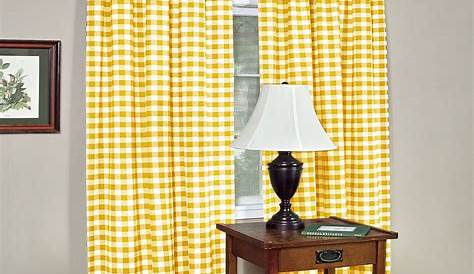 Yellow Gingham Check Window Long Curtain (available in many lengths and