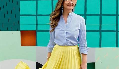 Yellow Pleated Skirt Outfit Spring