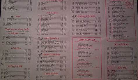 Menu at Yin & Yang's Carry Out Restaurant, Algonquin