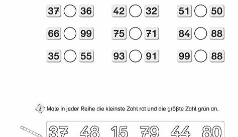 Zahlen vergleichen bis 100 (Klasse 2) - mathiki.de | Zahlen vergleichen