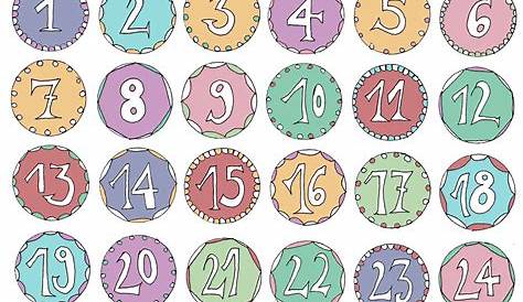 Adventskalender-Zahlen, Aufkleber zum selbst Drucken | Adventkalender