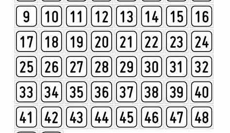 Schilder Zahlen-Set "1-50" · viereckig