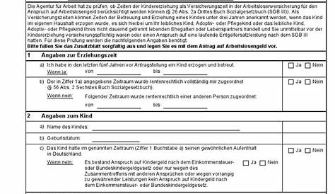 Zusatzblatt Zeiten Der Kindererziehung - Ba040335 | PDF