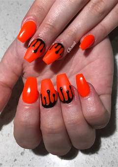 Orange And Black Acrylic Nails: The Trendy Nail Art Of 2023