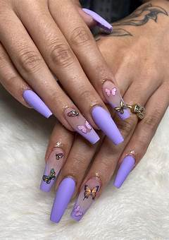Purple Butterfly Acrylic Nails: A Trendy Nail Art Design