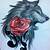 Wolf With Rose Tattoo