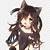 anime girl black hair cat