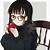 anime girl black hair with glasses