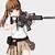 anime girl holding gun drawing