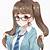 anime girl with glasses blushing