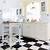 black and white checkered flooring kitchen